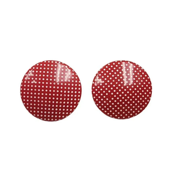Vintage Pink Polka Dot Round Stud Earrings - Picture 1 of 2